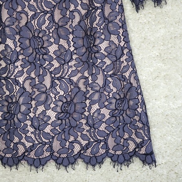 Eliza J Dress Womens 12 Sheath 3/4 Bell Sleeves Lace Lined Scallop Edge Purple - Picture 2 of 16